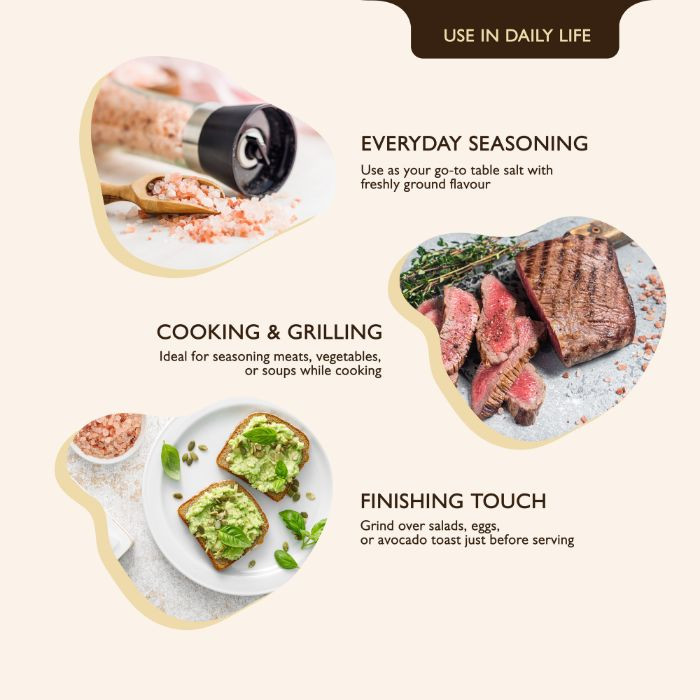 Earth’s Finest Pink Himalayan Salt, 100% Pure, Coarse Grain Rock Salt in Refillable Glass Grinder, 200g