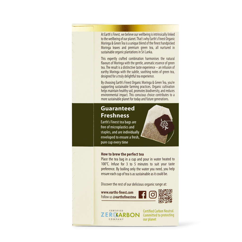 Earth’s Finest Organic Moringa Green Tea, Antioxidant-Rich Superfood Blend for Immunity, Energy & Wellness - 25 Bags