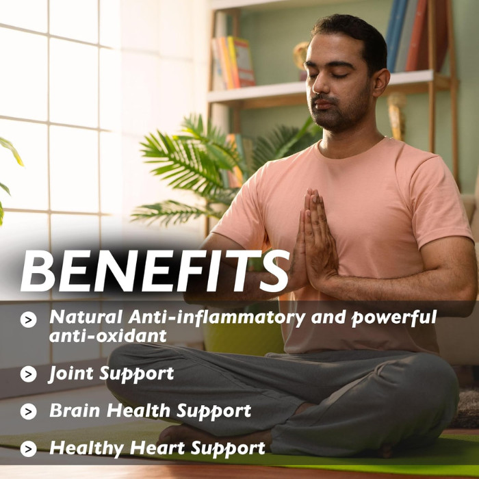 Organic Earth Extra Strength Turmeric with Black Pepper, 4-in-1 Joint Support, Brain Health, Vegan - 60 Capsules