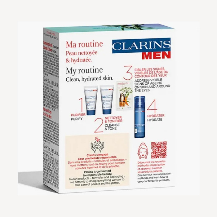 Clarins Men Hydration Essentials Set, Complete Face, Body & Hair Moisture Care