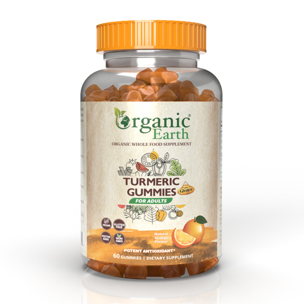 Organic Earth Turmeric with Ginger Gummies for Adults, Anti-Inflammatory, Immune and Digestive Support - 60s