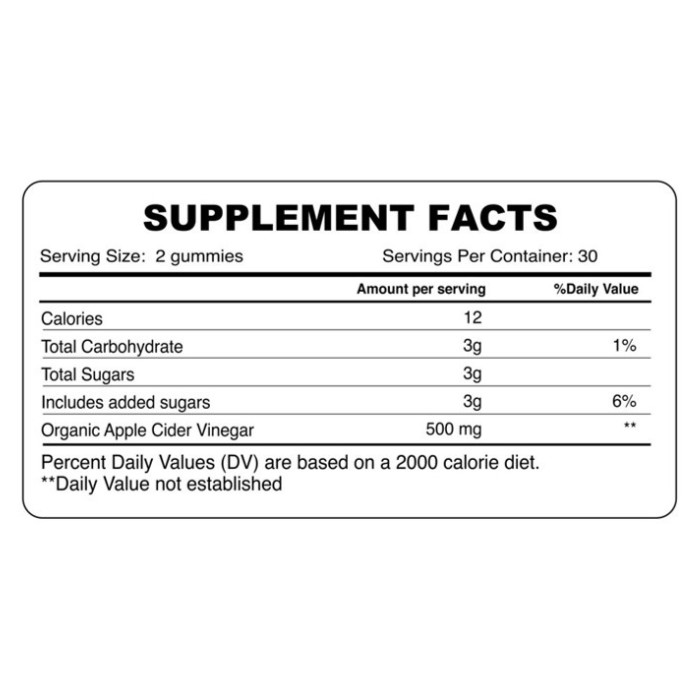 Organic Earth Apple Cider Vinegar Gummies for Adults, Digestion, Detox, and Weight Support - 60s