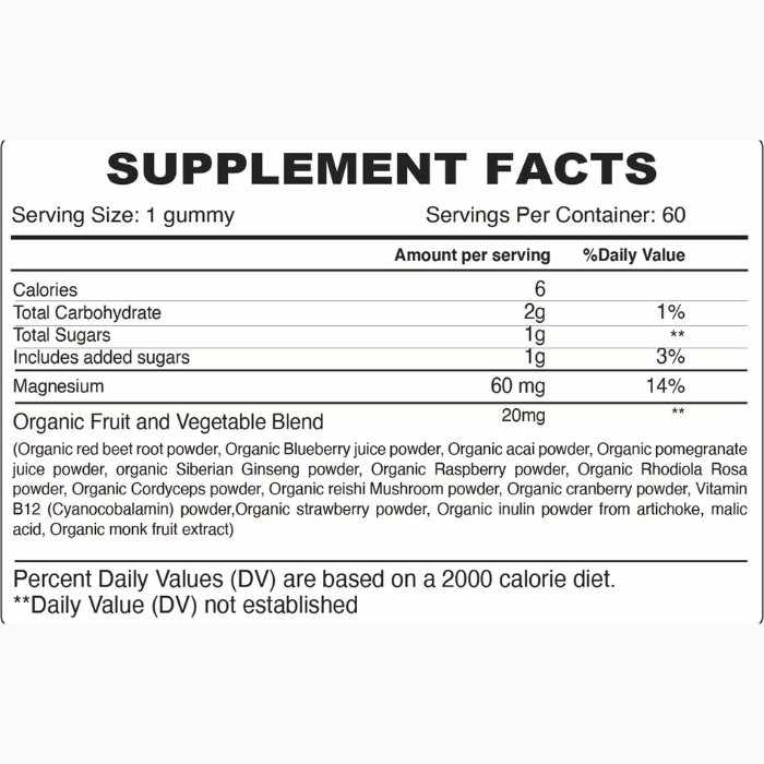 Organic Earth Magnesium Gummies for Adults, Muscle, Nerve, and Energy Support with Organic Blend - 60s