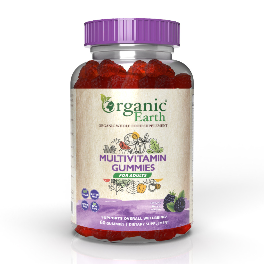 Organic Earth Multivitamin Adult Gummies, Immune, Energy and Digestive Support with Superfoods - 60s