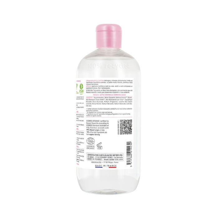 So Bio Etic Organic Soothing Micellar Water, Aloe Vera, Sensitive and Reactive Skin, 99% Natural, 500ml