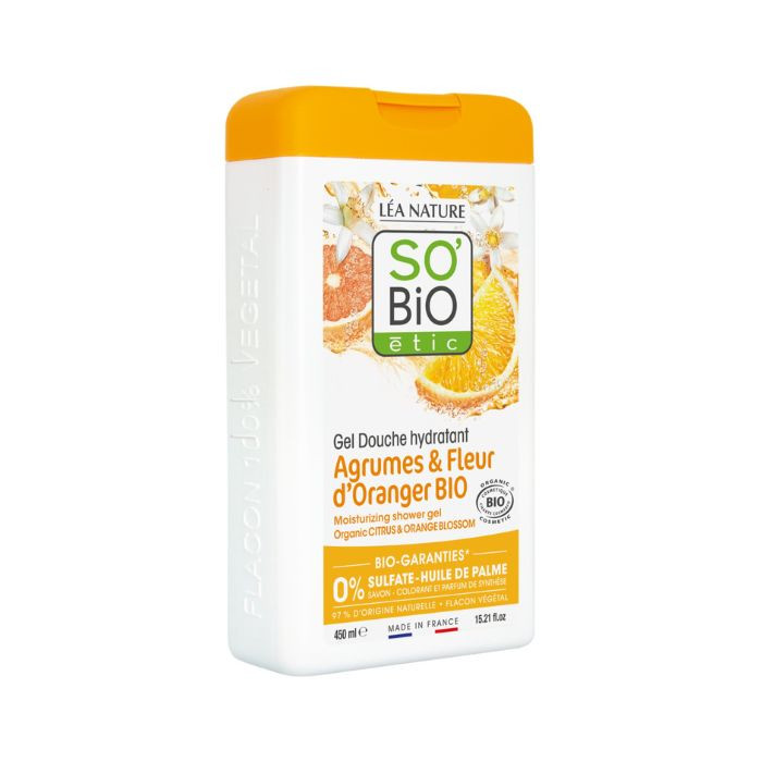 So Bio Etic Organic Citrus and Orange Blossom Shower Gel, Sulfate-Free, 99% Natural Origin, 450ml