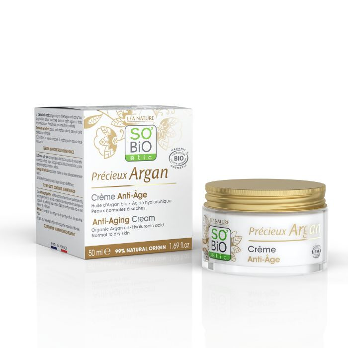 So Bio Etic Organic Argan Anti-Aging Light Cream, Hyaluronic Acid, 99% Natural Origin, 50ml