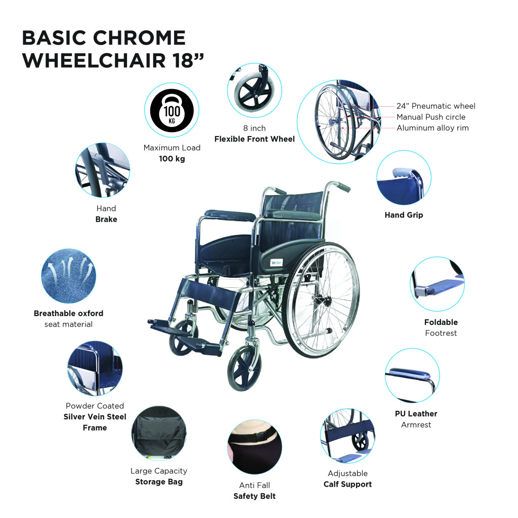 Trister Basic Chrome Wheelchair 18 TS 902WC18C