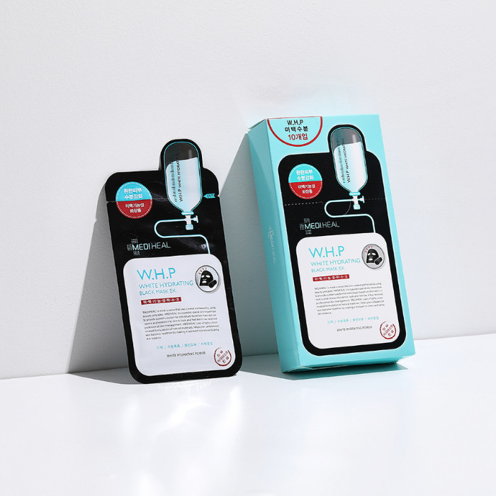 Mediheal WHP White Hydrating Black EX Sheet Mask, Brightening, Moisturizing and Purifying Charcoal Mask - 25ml