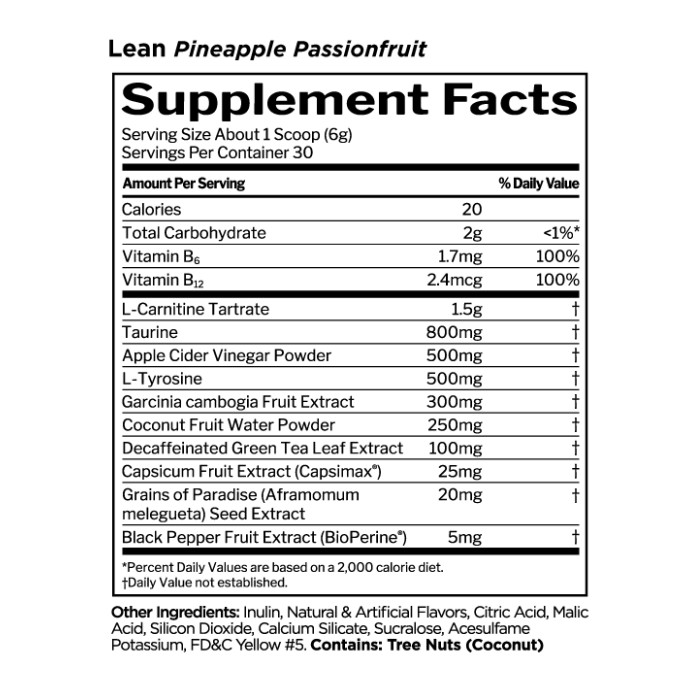 Rule 1 Lean Powder Pineapple Passion Fruit 30 Servings