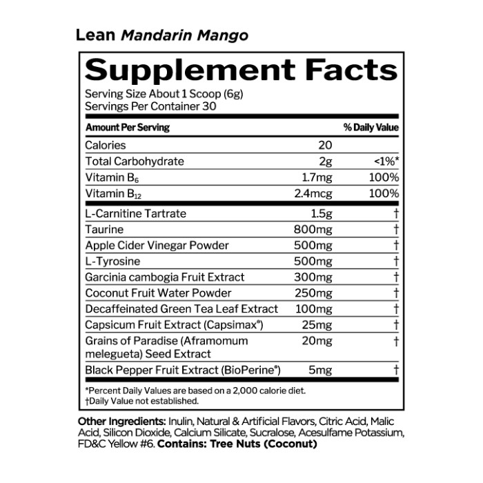 Rule 1 Lean Powder Mandarin Mango 30 Servings