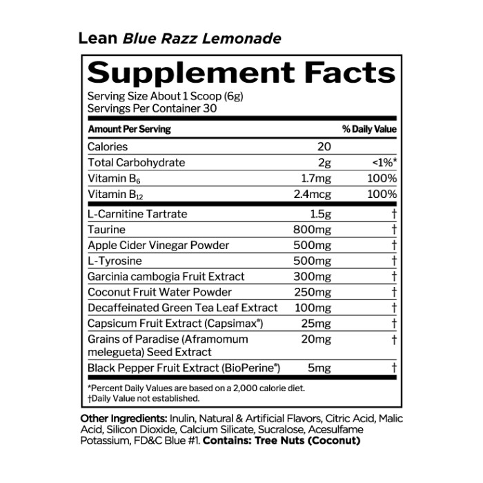 Rule 1 Lean Powder Blue Razz Lemonade 30 Servings