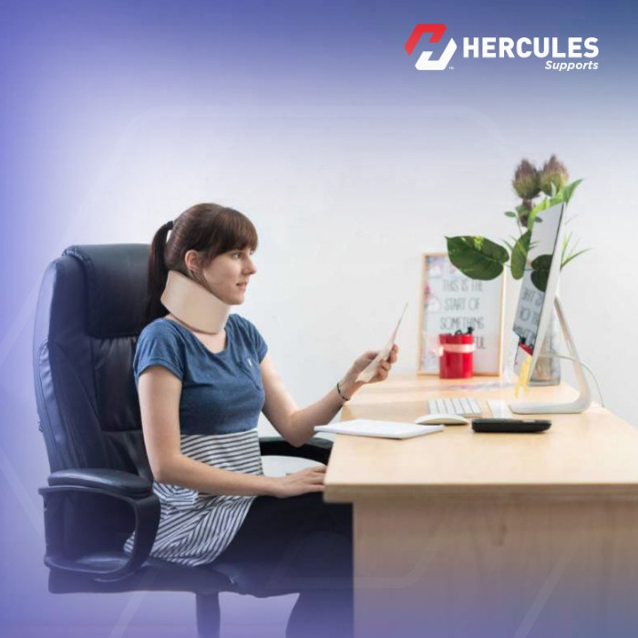 Hercules Soft Neck Cervical Collar Support, Neck Pain Relief & Spine Alignment, Adjustable & Comfortable -Large
