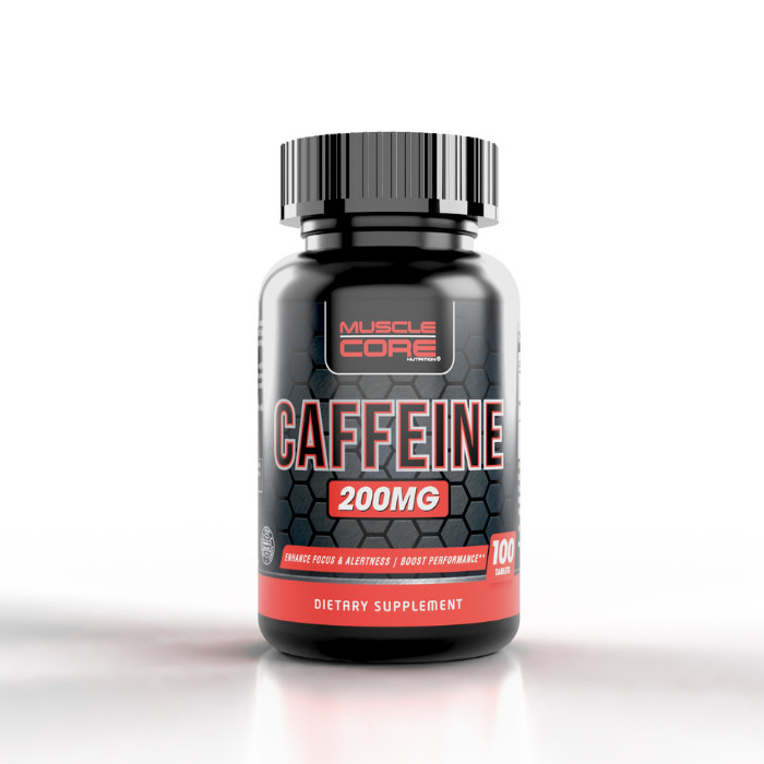 Muscle Core Caffeine 100% Pure 200mg, High-Potency Energy, Focus & Performance Booster – 100 Tablets