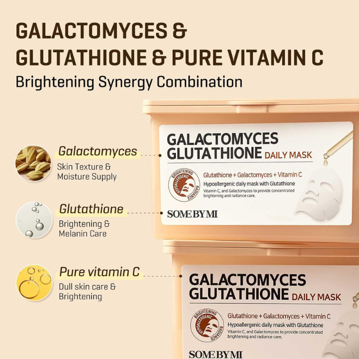 Some By Mi Galactomyces Glutathione Daily Brightening and Hydrating Facial Sheet Masks 30s