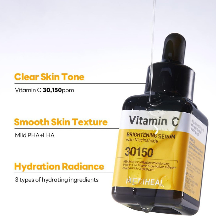 Mediheal Vitamin C Brightening, Gentle Daily Serum for Radiant, Smooth and Hydrated Skin - 40ml
