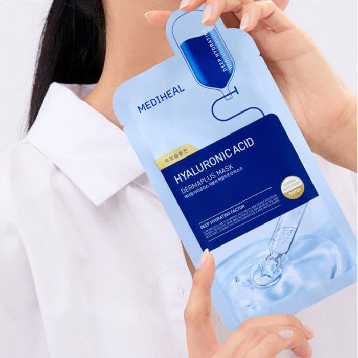 Mediheal Dermaplus Hyaluronic Acid, Deep Hydration and Soothing Vegan Sheet Mask for Sensitive Skin - 22ml