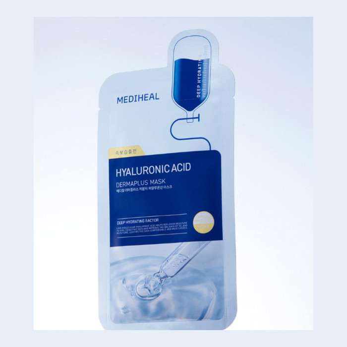 Mediheal Dermaplus Hyaluronic Acid, Deep Hydration and Soothing Vegan Sheet Mask for Sensitive Skin - 22ml