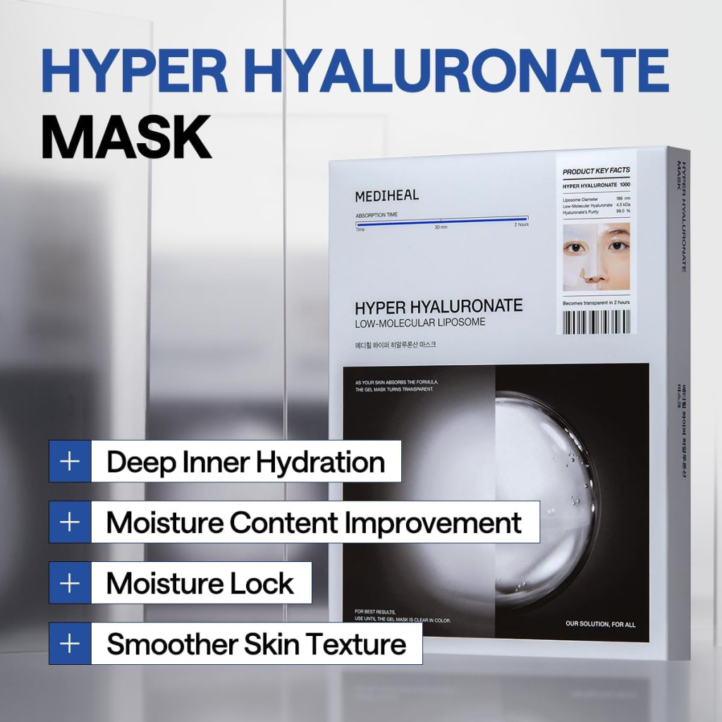 Mediheal Hyper Hyaluronate Gel Mask, Deep Hydration and Brightening with Liposome Hyaluronic Acid - 35g