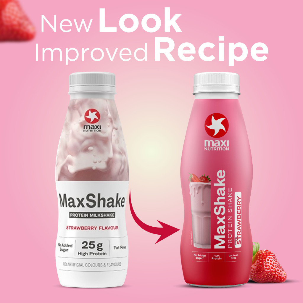 Maxi Nutrition MaxShake Strawberry, 25g High Protein, Low Fat, No Sugar Added, No Artificial Flavours – 330ml