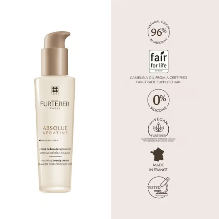 Rene Furterer Absolue Keratine Renewal Cream - Leave-In Repair Cream for Damaged, Over-Processed & Brittle Hair 100ml