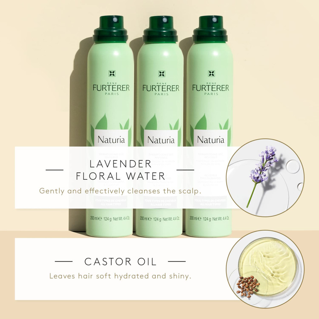 Rene Furterer Naturia Invisible Dry Shampoo, Organic Vegan Hair Refresh and Volume Booster - 200ml