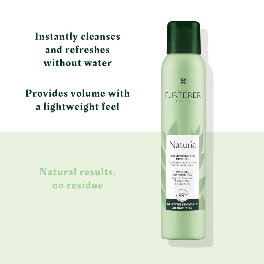 Rene Furterer Naturia Invisible Dry Shampoo, Organic Vegan Hair Refresh and Volume Booster - 200ml