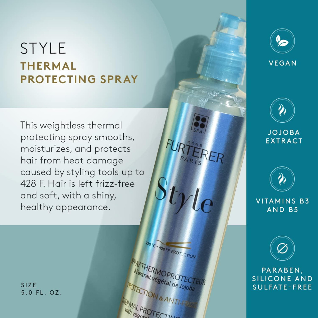 Rene Furterer Style Thermal Protecting Spray, Heat Protection, Anti-Frizz, Lightweight and Silicone-Free - 150ml