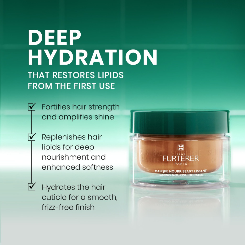 Rene Furterer Sublime Karite Taming Mask, Deep Conditioning, Smoothness and Shine for Dry Hair - 200ml