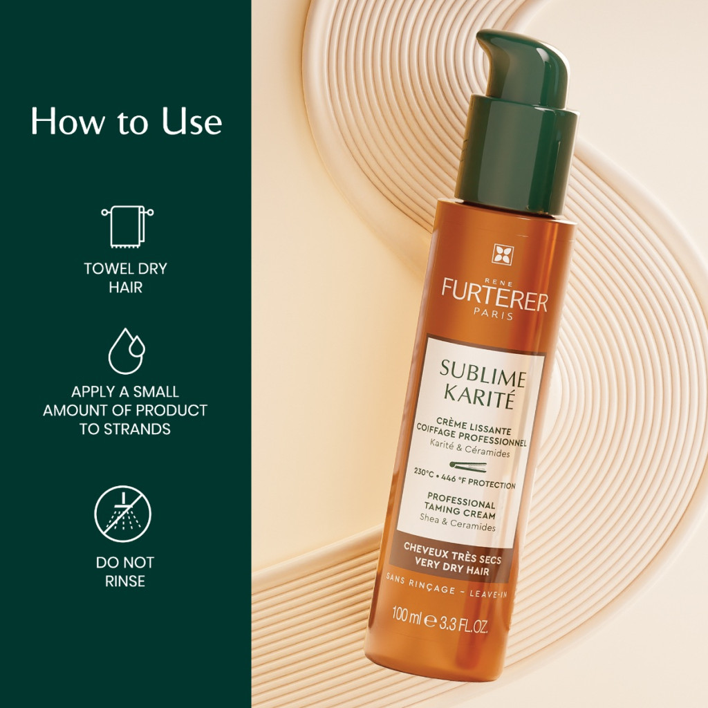 Rene Furterer Sublime Karite Taming Cream, Leave-In Frizz Control, Heat Protection and Nourishing - 100ml