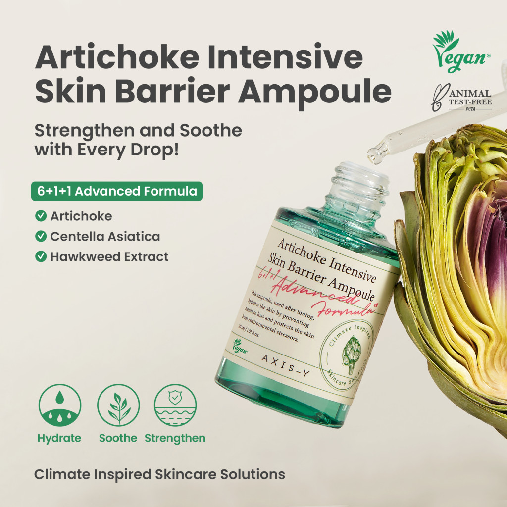Axis-Y Artichoke Intensive Skin Barrier Ampoule - Strengthen & Hydrate Sensitive, Damaged Skin 30ml
