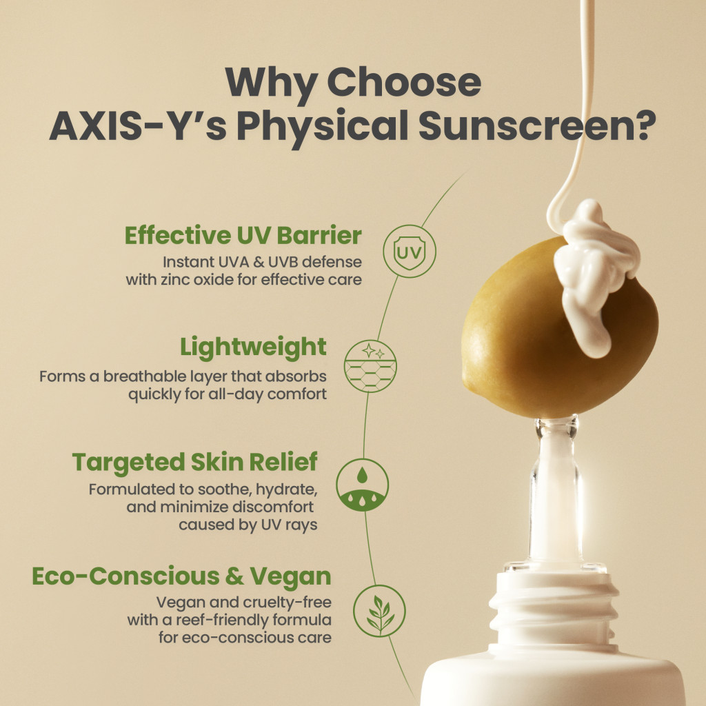 Axis-Y Complete No-Stress Physical Sunscreen V3, Broad Spectrum SPF 50+, Lightweight & Gentle Protection 50ml