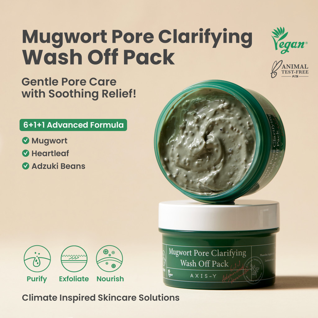 Axis-Y Mugwort Pore Clarifying Wash Off Pack - Detox Clay Mask for Pores, Acne, and Sensitive Skin Care 100ml