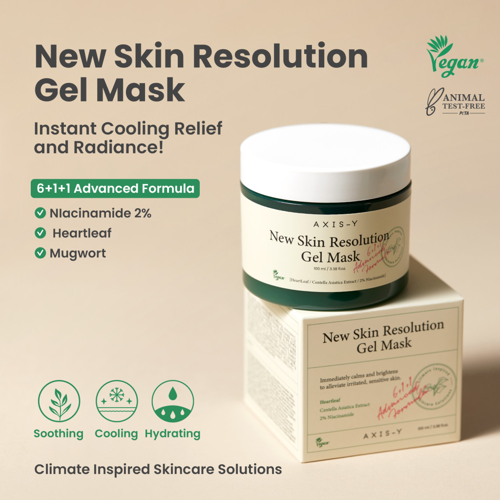 Axis-Y New Skin Resolution Gel Mask – Brightening & Soothing Mask with Heartleaf & Niacinamide for Glowing Skin 100ml