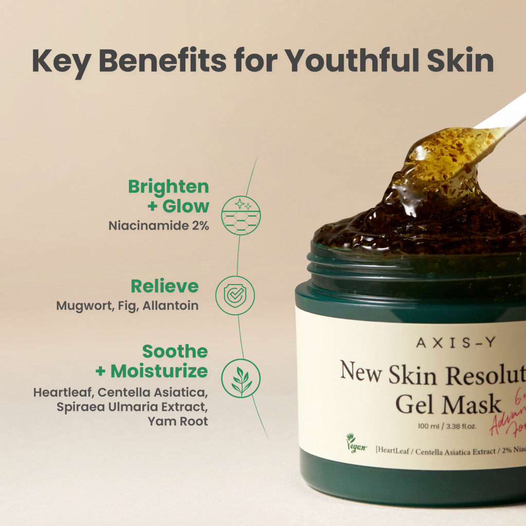 Axis-Y New Skin Resolution Gel Mask – Brightening & Soothing Mask with Heartleaf & Niacinamide for Glowing Skin 100ml