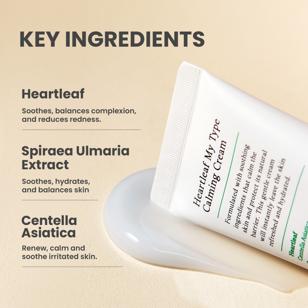 Axis-Y Heartleaf My Type Calming Cream - Lightweight Moisturizer for Soothing, Hydrating Sensitive & Acne-Prone Skin 60ml