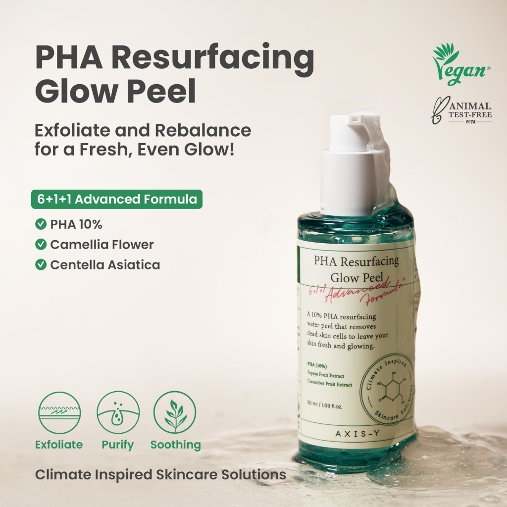 Axis-Y PHA Resurfacing Glow Peel - Gentle Exfoliating Gel for Radiant, Smooth, and Sensitive Skin with PHA + Fruit Extracts 50ml