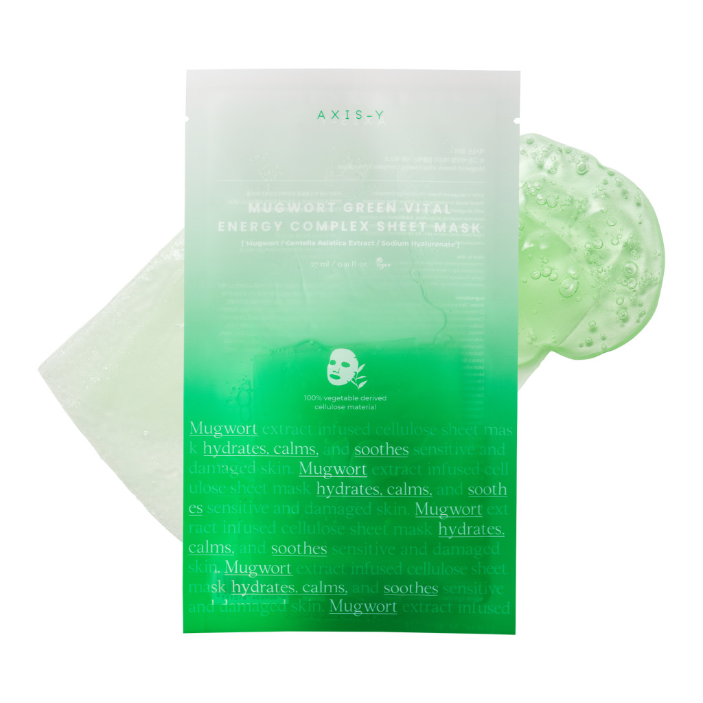 Axis-Y Mugwort Green Vital Energy Complex Mask- Soothing & Hydrating Sheet Mask with Mugwort & Green Tea Extract 27Mml