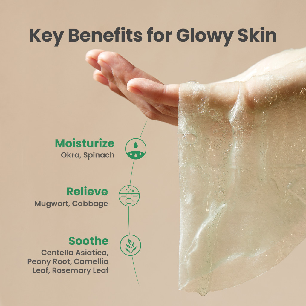 Axis-Y Mugwort Green Vital Energy Complex Mask- Soothing & Hydrating Sheet Mask with Mugwort & Green Tea Extract 27Mml