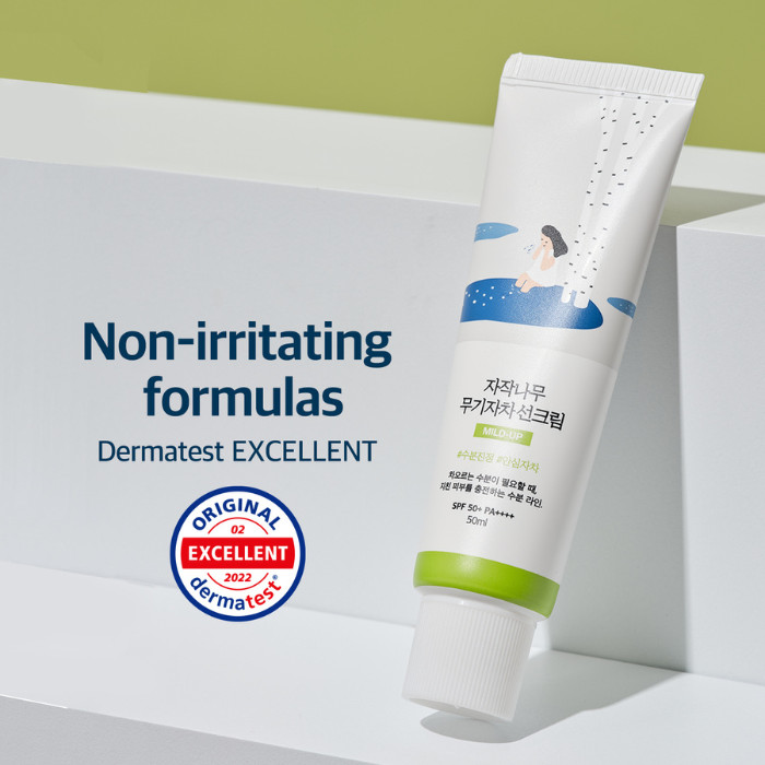 Round Lab Birch Juice Mild-Up Sunscreen SPF50+ PA++++, Gentle Mineral UV Protection with Birch Sap for Sensitive Skin 50ml
