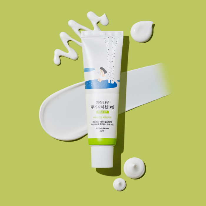 Round Lab Birch Juice Mild-Up Sunscreen SPF50+ PA++++, Gentle Mineral UV Protection with Birch Sap for Sensitive Skin 50ml