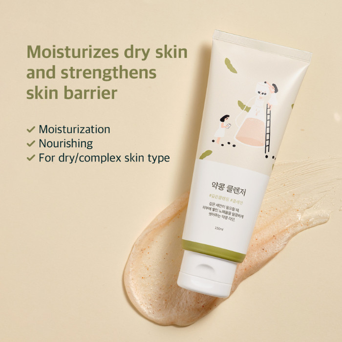 Round Lab Soybean Cleanser -Creamy Low pH Foam Cleanser with Fermented Soybean Extract for Hydrated, Healthy Skin 150ml