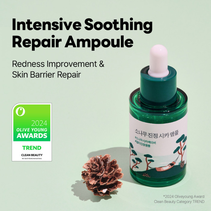 Round Lab Pine Calming Cica Ampoule - Soothing Serum with Cica & Pine Leaf Extract for Redness Relief and Skin Barrier Repair 30 ml