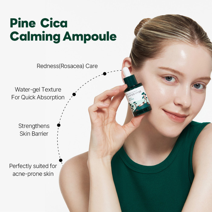 Round Lab Pine Calming Cica Ampoule - Soothing Serum with Cica & Pine Leaf Extract for Redness Relief and Skin Barrier Repair 30 ml