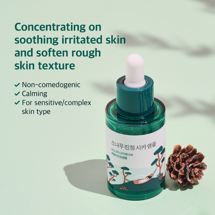 Round Lab Pine Calming Cica Ampoule - Soothing Serum with Cica & Pine Leaf Extract for Redness Relief and Skin Barrier Repair 30 ml