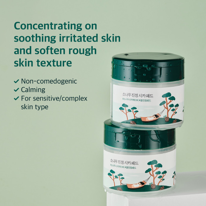 Round Lab Pine Calming Cica Pad – Soothing Toner Pads with Cica & Pine Leaf for Redness Relief and Skin Barrier Repair 50s pads /195 ml