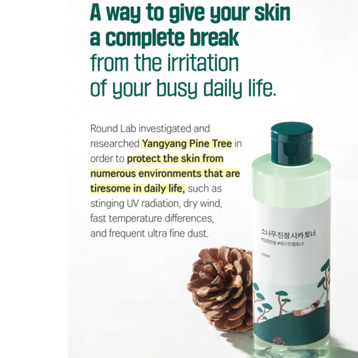 Round Lab Pine Calming Cica Toner - Soothing Korean Toner with Pine Leaf & Centella Asiatica for Sensitive, Redness-Prone Skin 250ml