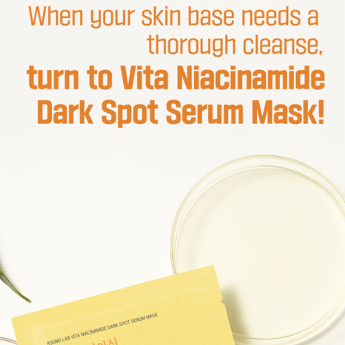 Round Lab Vita Niacinamide Dark Spot Serum Mask – Brightening Sheet Mask with 5% Niacinamide & Vitamin C for Glowing Skin 20ml