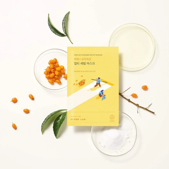 Round Lab Vita Niacinamide Dark Spot Serum Mask – Brightening Sheet Mask with 5% Niacinamide & Vitamin C for Glowing Skin 20ml