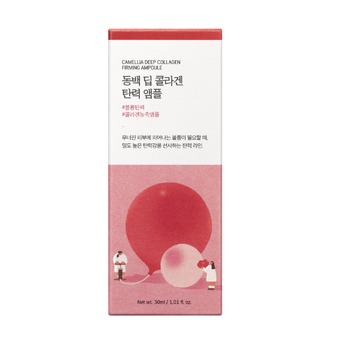 Round Lab Camellia Deep Collagen Firming Ampoule - Anti-Aging Serum with Hydrolyzed Collagen & Camellia for Firm, Youthful Skin 30ml